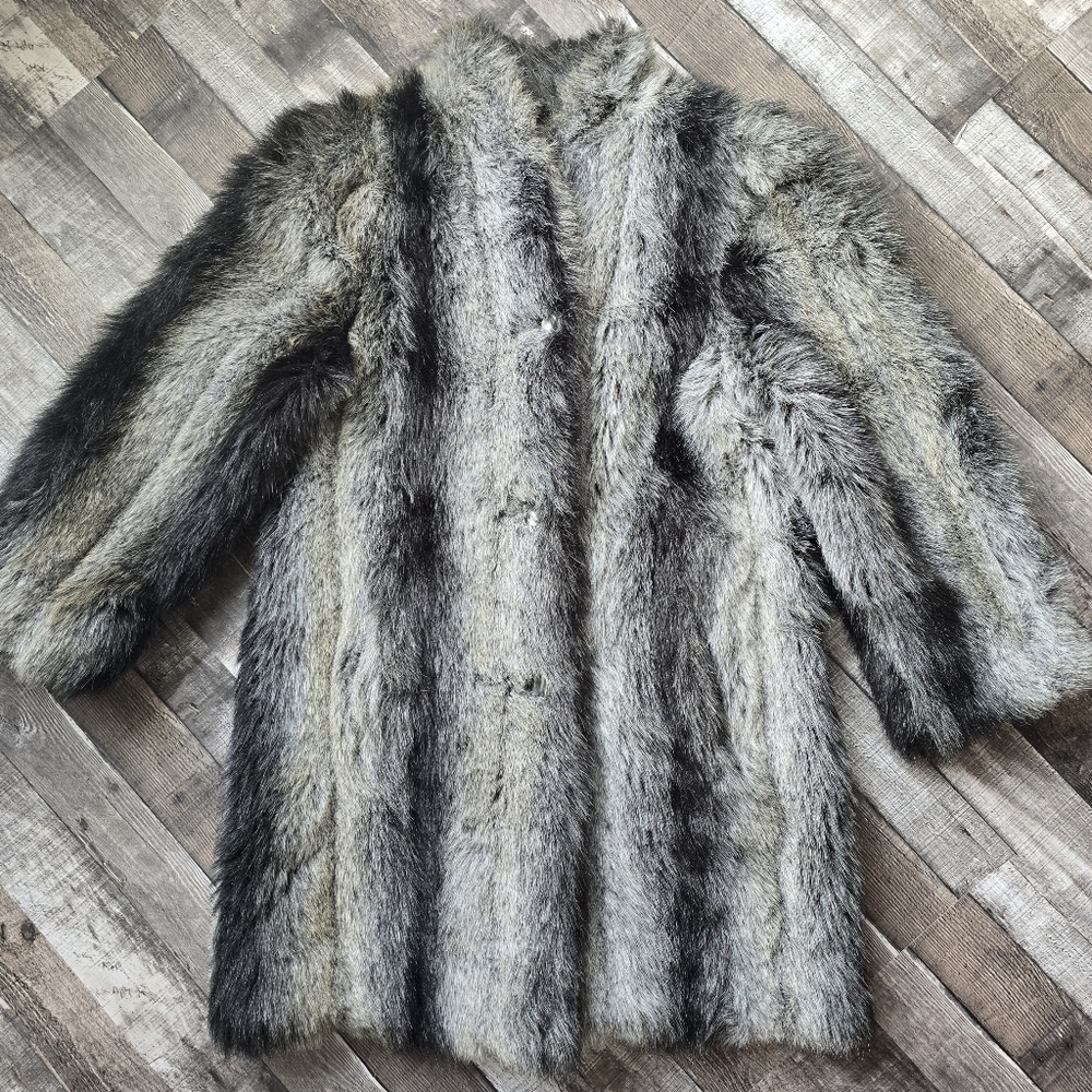 Vintage Tradition Sears Faux Fur Button Up Winter Coat Size 8 Medium